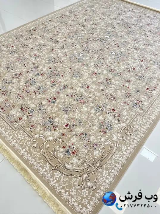 فرش 1200 شانه باغ بهشت نسکافه ای طرح دردانه — تصویر ۲