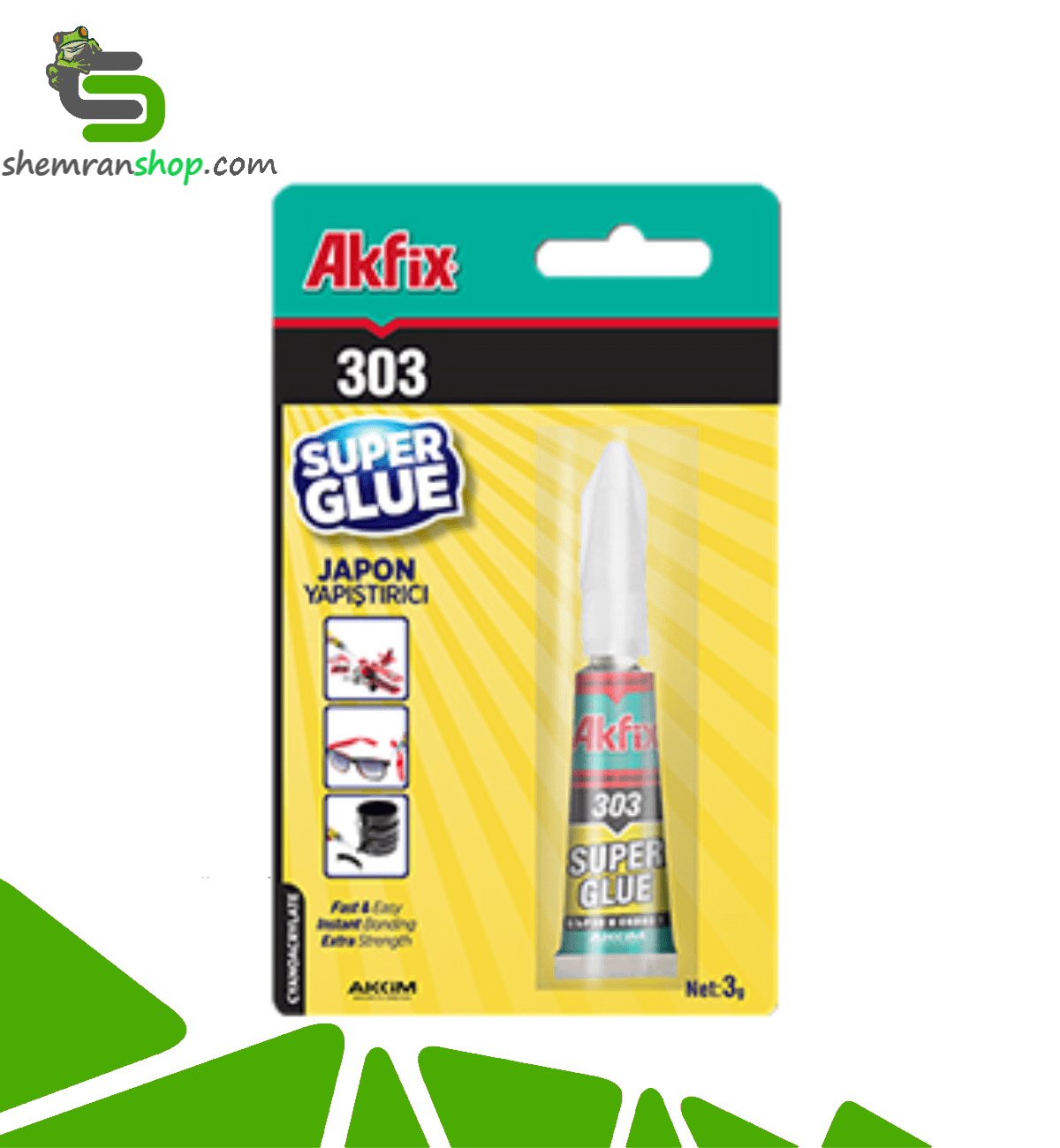 چسب قطره ای آکفیکس AKFIX SUPERGLUE 303 – وزن 3 گرم
