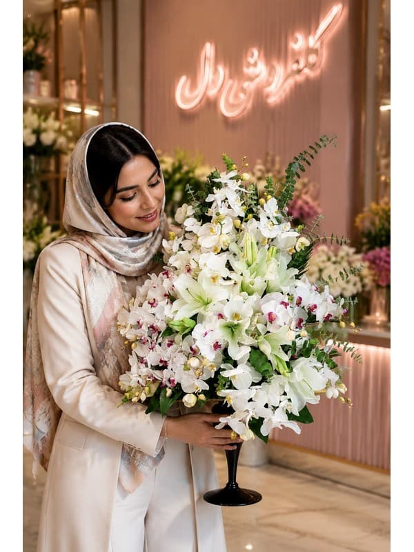 سبد گل روز عکاس با ارکیده؛ هدیه‌ای رسمی برای عکاسان