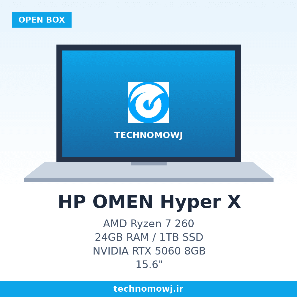 لپ تاپ اپن باکس HP Omen HyperX | Ryzen 7 260 | 24 GB Ram | SSD 1 TB | VGA 8 GB RTX 5060 | Display 15.6 2K 180Hz — تصویر ۲