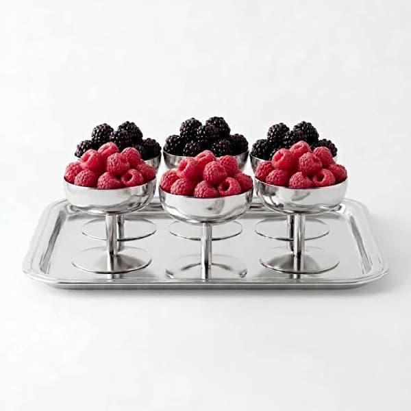 ست 6 عددی بستنی خوری استیل پایه دار کیچن لایف مدل Stainless Steel