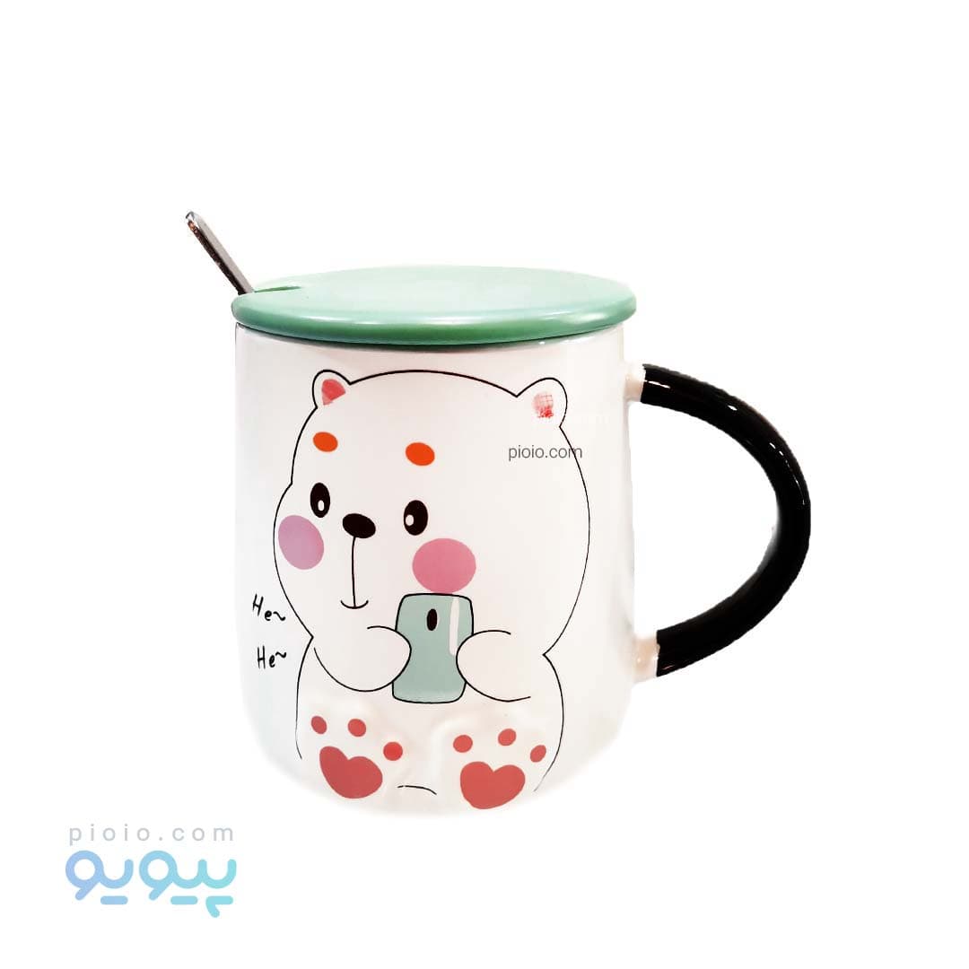 ماگ سرامیکی درب دار طرح خرس فانتزی عمده و کارتنی