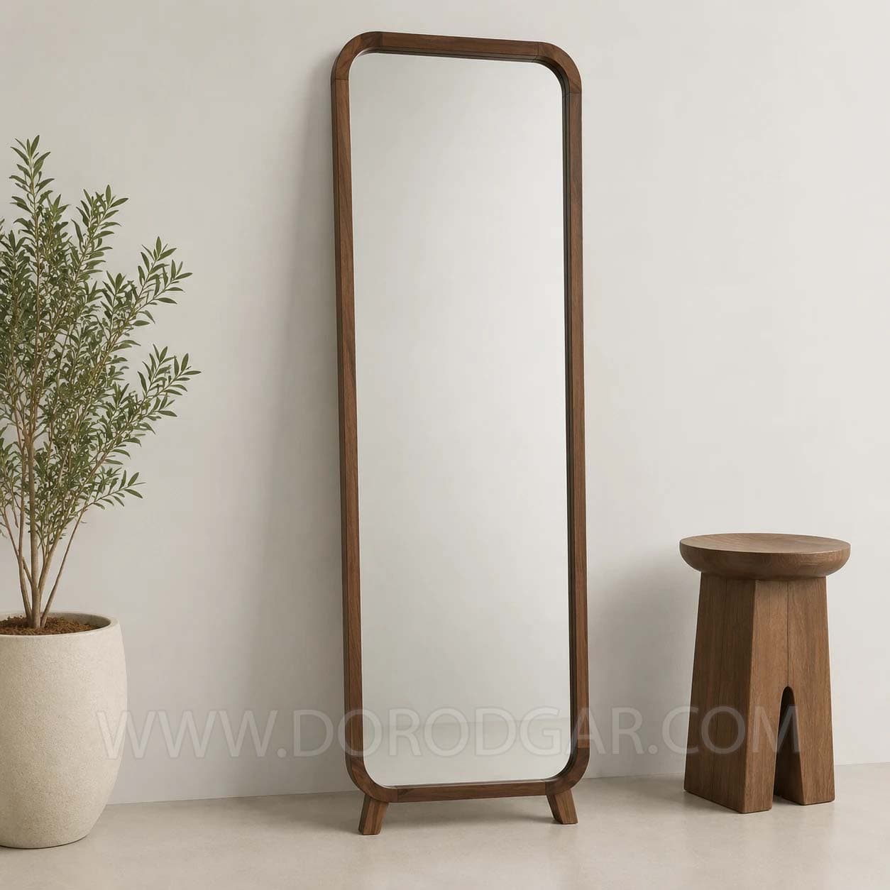 آینه پایه دار چوب راش