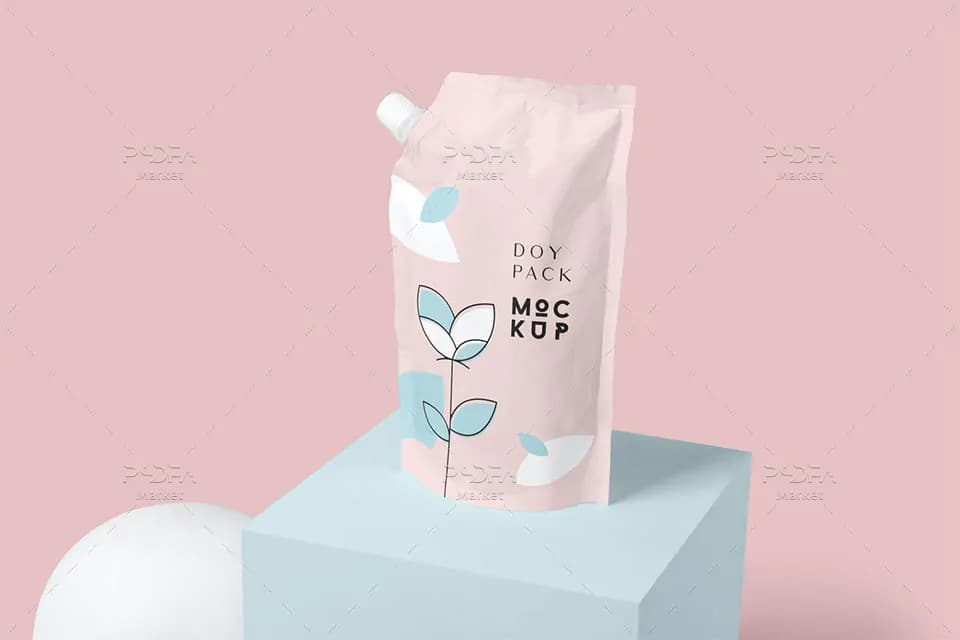 موکاپ پاکت آبمیوه دوی پک درب دار Doy Pack with Side Spout Mockups