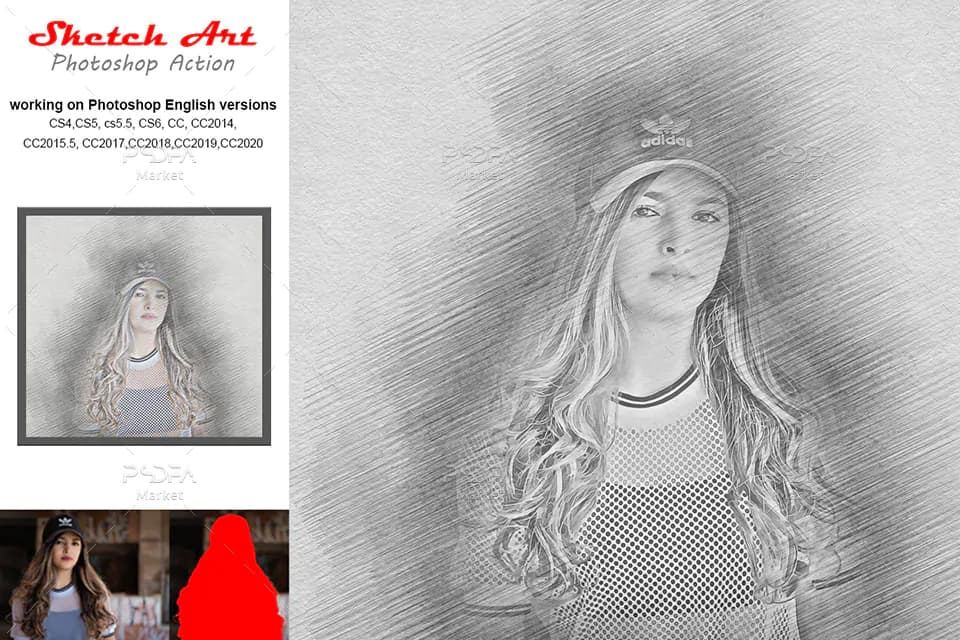 تبدیل عکس و تصاویر به نقاشی هنری در فتوشاپ با اکشن Sketch Art