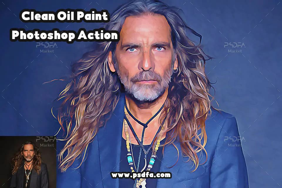 تبدیل عکس به نقاشی رنگ روغن در فتوشاپ با اکشن Clean Oil Paint