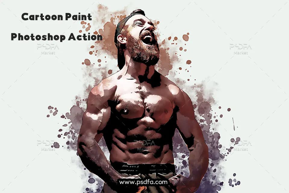تبدیل عکس به نقاشی کارتونی در فتوشاپ با اکشن Cartoon Paint