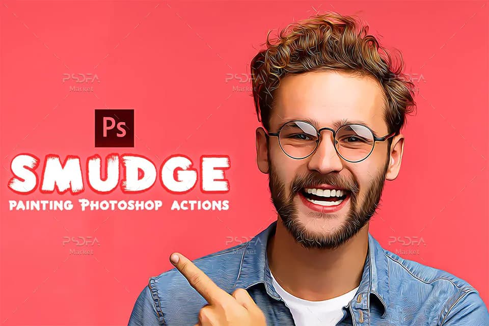 تبدیل عکس به نقاشی رنگ روغن در فتوشاپ با اکشن Smudge