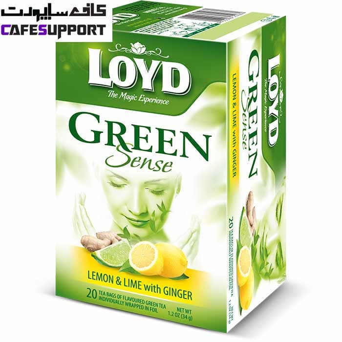 چای سبز لوید با طعم لیمو و زنجبیل (بسته 20 عددی)