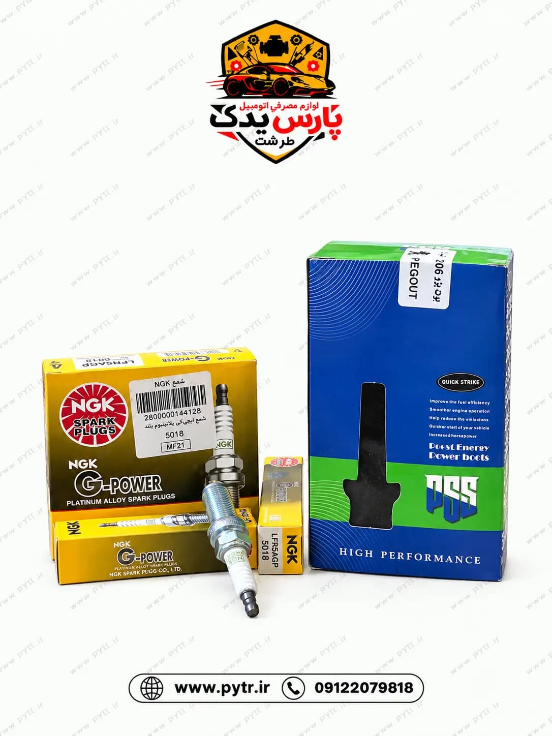 پک شمع NGK کد 5018 و بوت وایر شمع پژو 206 تیپ 5