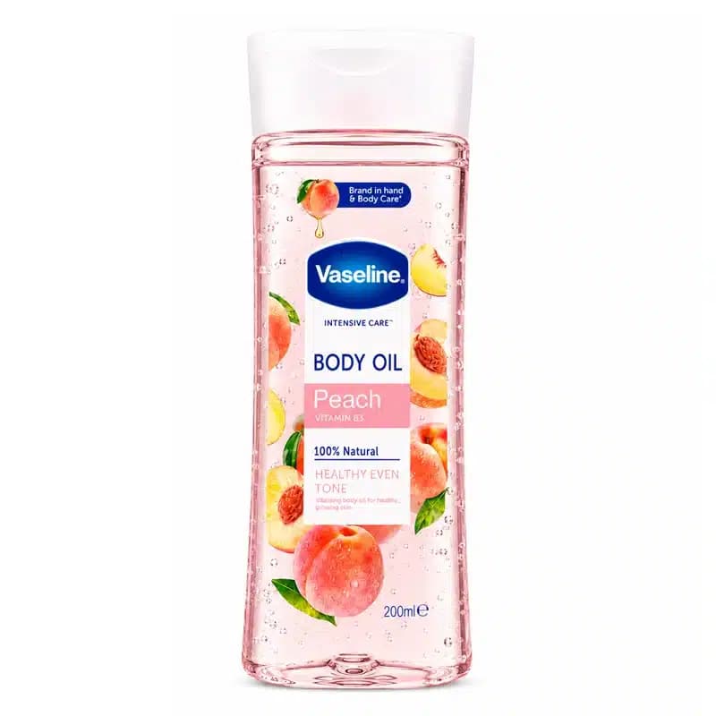 روغن بدن ژلی هلو و ویتامین B3 وازلین Vaseline Intensive Care Peach Body Oil (200 میل)