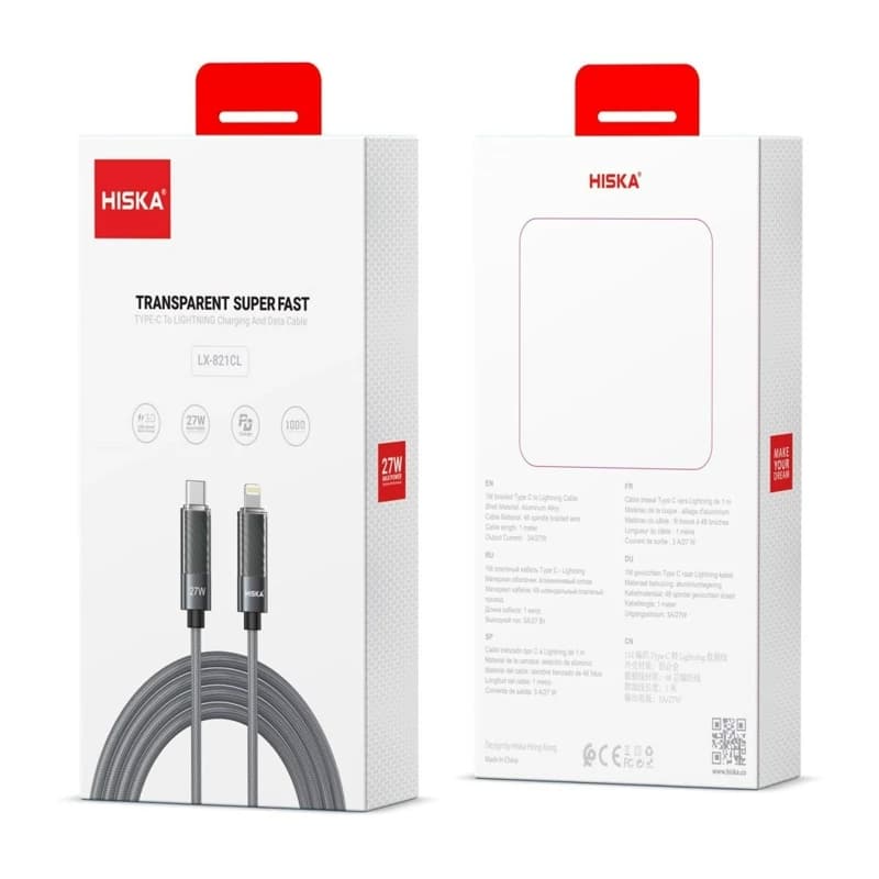 کابل تایپ سی به لایتینگ هیسکا مدل HISKA LX-821