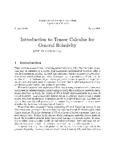 دانلود کتاب Introduction to Tensor Calculus for General relativity