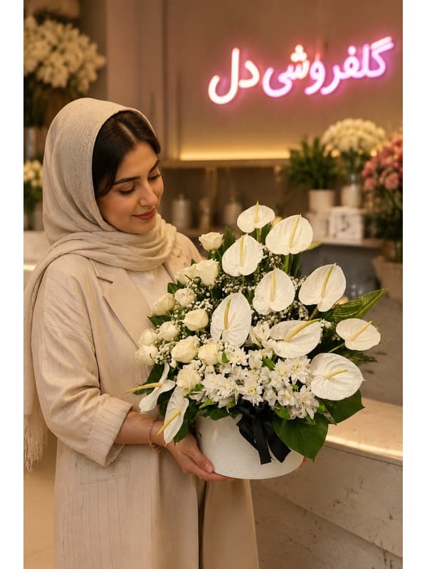 سبد گل دفاع پایان‌نامه با رز | هدیه مناسب تبریک دفاع