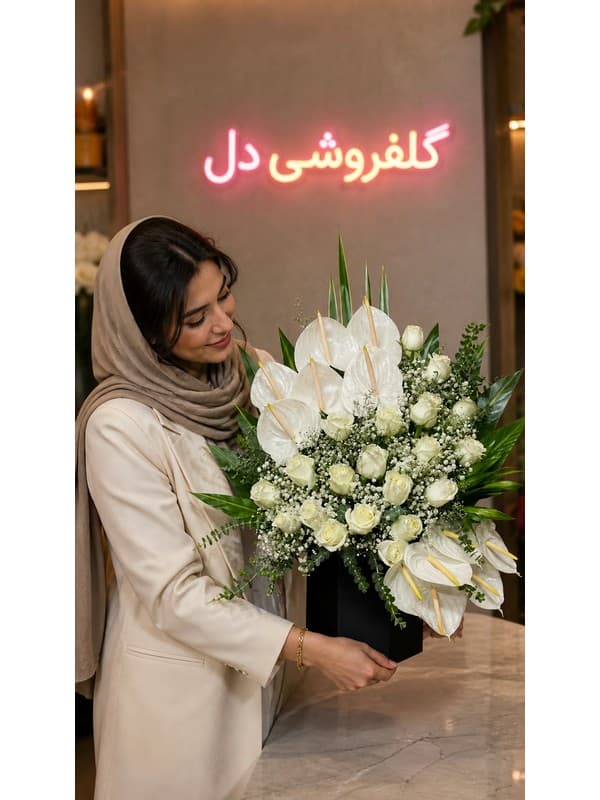 سبد گل تبریک زایمان با رز | سبد گل رز برای تبریک تولد نوزاد