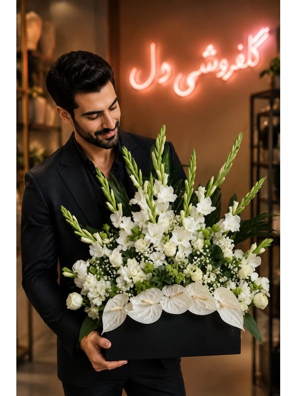 سبد گل تبریک انتصاب شغلی برای مدیر و همکار با طراحی رسمی