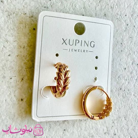 گوشواره حلقه ای زنانه ژوپینگ طرح گندم برجسته کد 3991