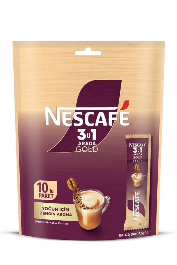 کافی میکس نسکافه گلد ۳ در ۱ مدل غلیظ Nescafe 3ü1 Arada Gold yoğun — تصویر ۲