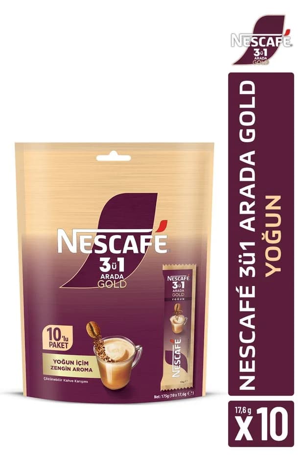کافی میکس نسکافه گلد ۳ در ۱ مدل غلیظ Nescafe 3ü1 Arada Gold yoğun