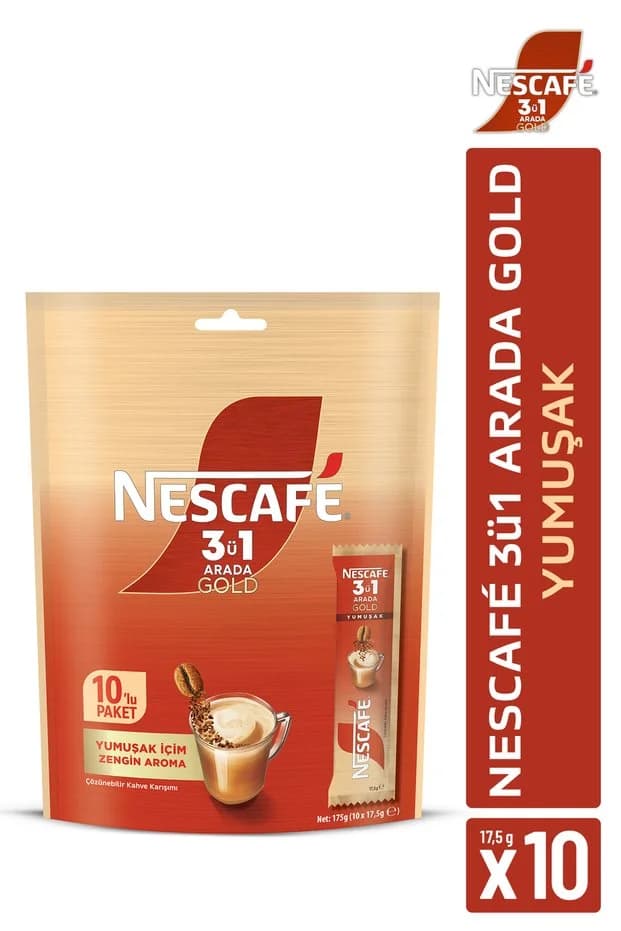کافی میکس نسکافه گلد 3 در 1 مدل ملایم Nescafé 3ü1 Arada Gold Yumuşak