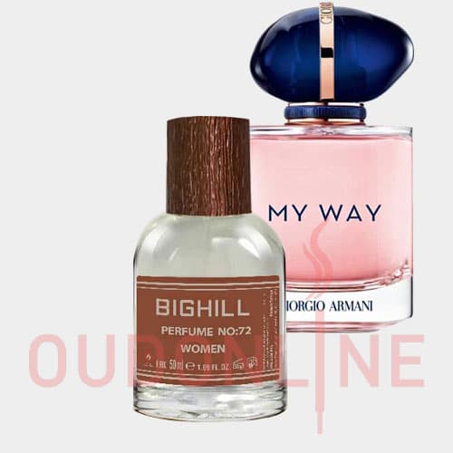 ادکلن زنانه بیکیل ( بیگهیل . بیقیل ) Bighill کد72 رایحه جورجیو آرمانی مای وی Giorgio Armani My Way حجم 50میل — تصویر ۲