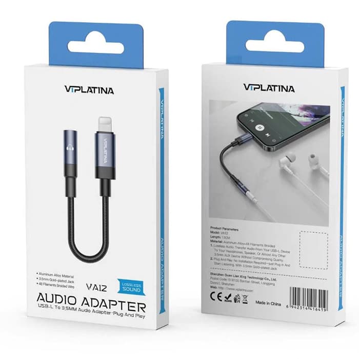 تبدیل جک AUX لایتنینگ وی آی پلاتینا VIPLATINA VA12 — تصویر ۳