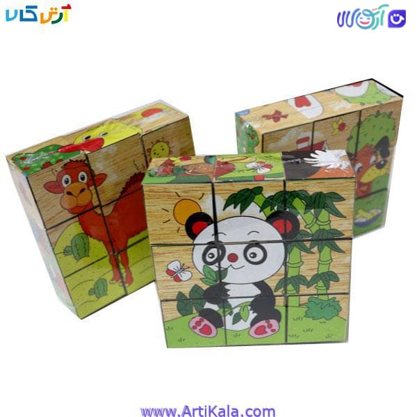 پازل چوبی مکعبی 9 قطعه حیوانات