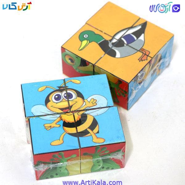 پازل چوبی مکعبی 4 قطعه حیوانات