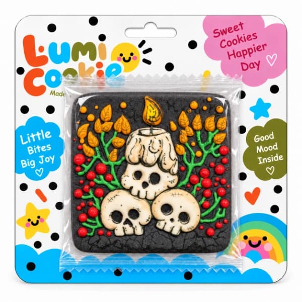 کوکی دستساز لومی کوکی Lumi Cookie طرح جمجمه و شمع هالووین