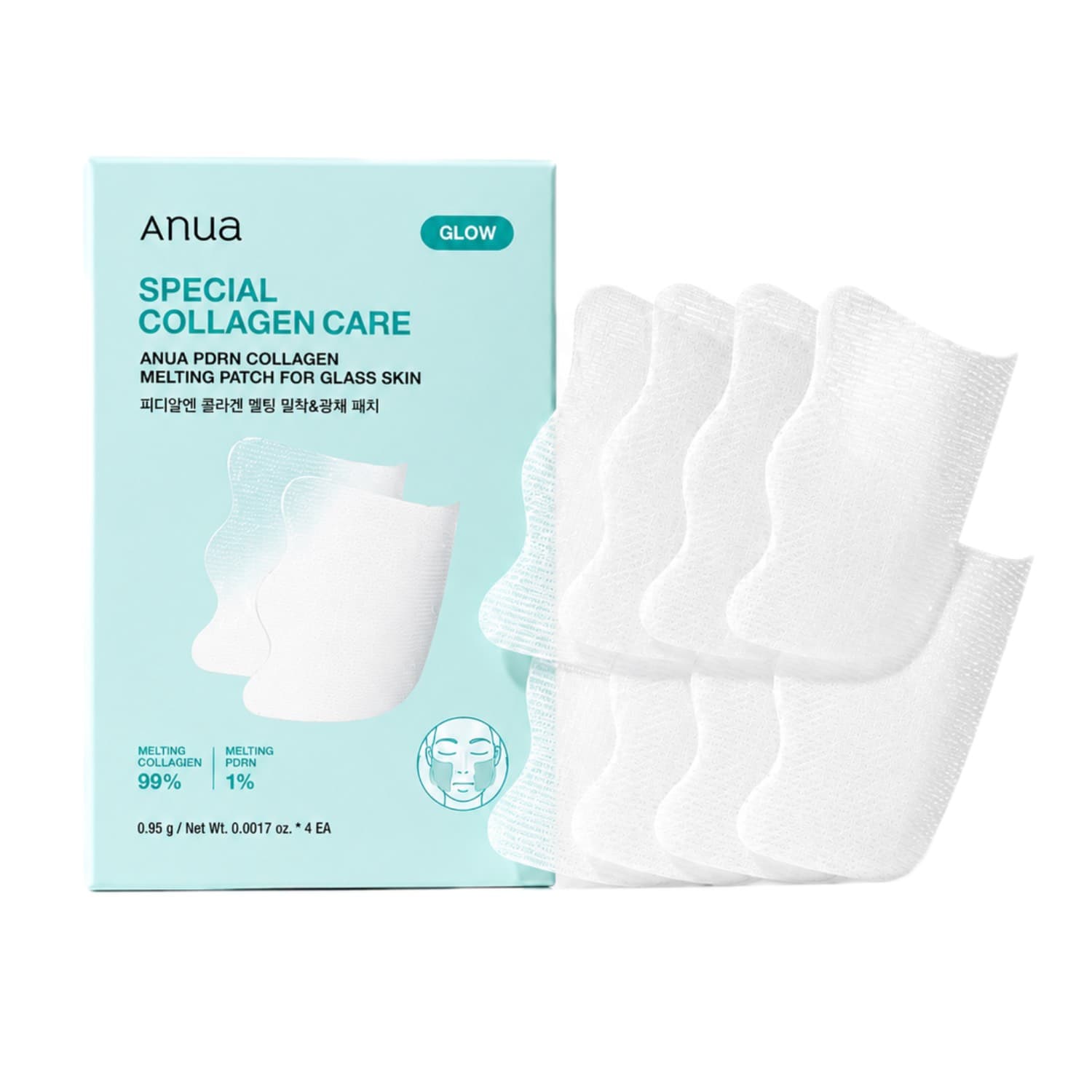 پچ کلاژن ذوبشونده PDRN آنوا Anua پک ۴ عددی مدل PDRN Collagen Melting Patch for Glass Skin