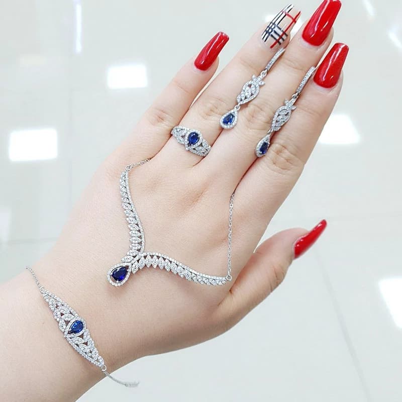 سرویس پرفروش میکرو زنجیری نقره 925 اصل طرح جواهر ابکاری طلا ضمانتی