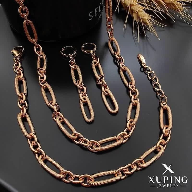 سرویس طرح طلا زنجیری تراشدار رنگ ثابت ژوپینگ