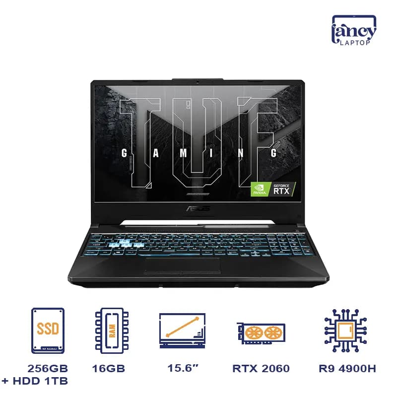 لپ تاپ استوک 15.6 اینچی ایسوس TUF Gaming A15 FA506V AMD Ryzen 9 4900H 16GB DDR4 256GB SSD + 1TB HDD NVIDIA GeForce RTX 2060 6GB GDDR6 144Hz