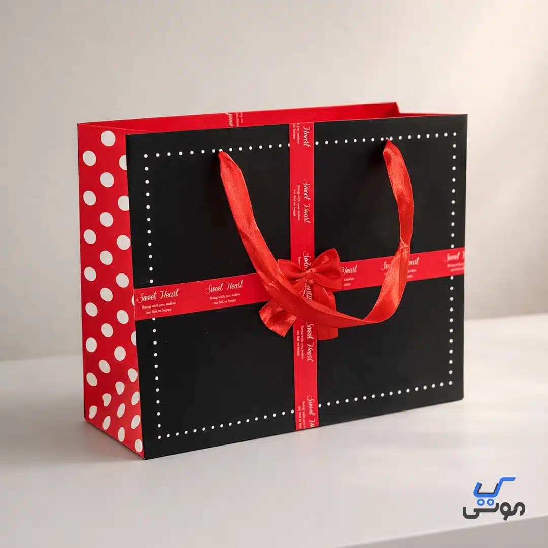 بگ کادویی سایز متوسط طرح پاپیونی مشکی