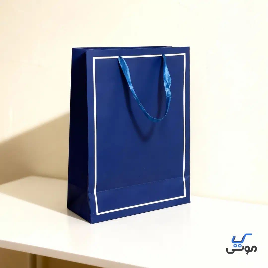 بگ کادویی سایز بزرگ طرح ساده سرمه ای