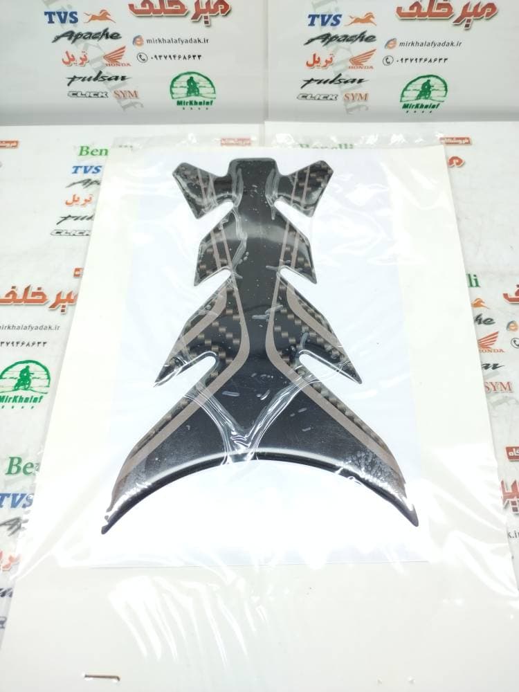 پد (برچسب) ارم ژله ای روی باک ساده انواع موتورسیکلت قرمز خط مشکی کربنی خط دار باریک
