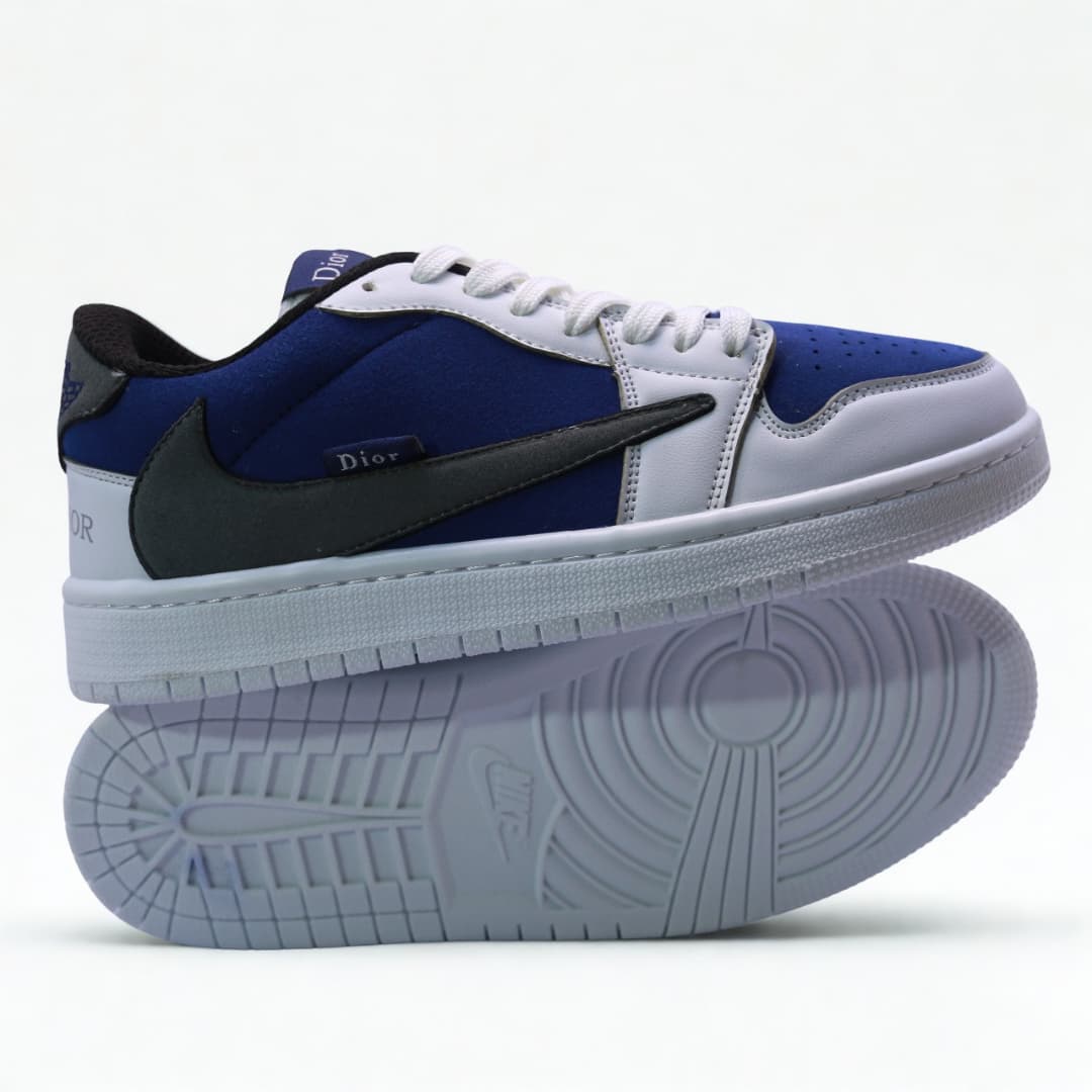 کتونی مردانه نایک ایر جردن 1 لو تراویس اسکات دیور سفید سرمه ای | Travis Scott x Air Jordan 1 Low Dior White Navy — تصویر ۳