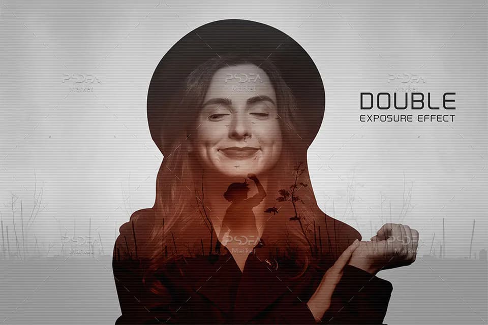 قالب لایه باز ایجاد افکت دابل اکسپوژر Double Exposure در فتوشاپ