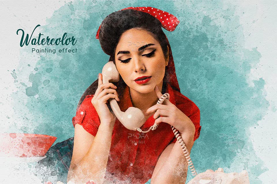 قالب عکس ایجاد افکت آبرنگی بر روی عکس و تصاویر در فتوشاپ