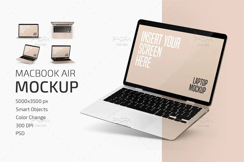 موکاپ مک بوک ایر Macbook Air Mockup Set