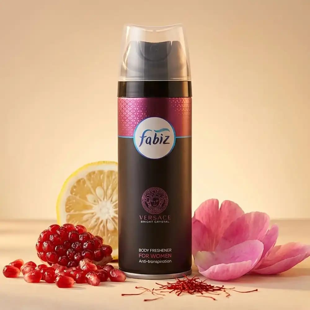 اسپری بدن زنانه فابیز (Fabiz) مدل ورساچه برایت کریستال (Versace Bright Crystal) حجم ۲۰۰ میلی‌لیتر — تصویر ۲