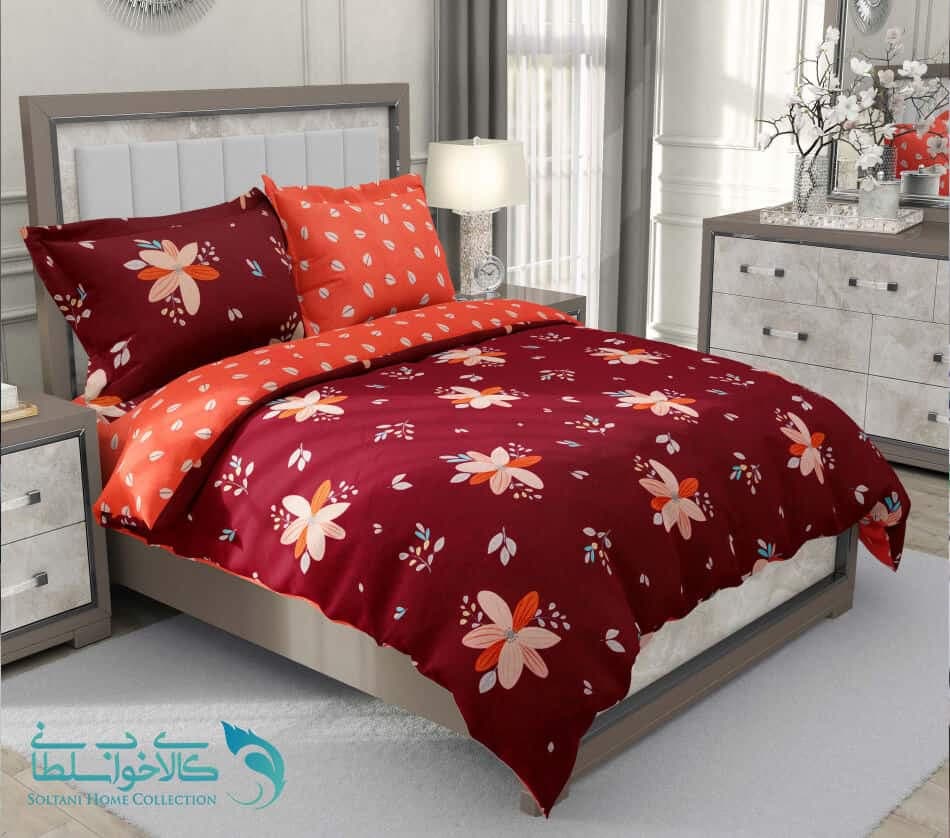 سرویس لحاف روتختی کارینا طرح فلورا قرمز (Flora-A) کد 32 یک نفره