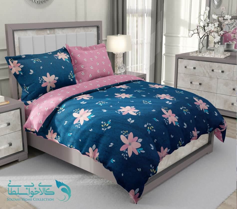 سرویس لحاف روتختی کارینا طرح فلورا آبی (Flora-B) کد 32 یک نفره