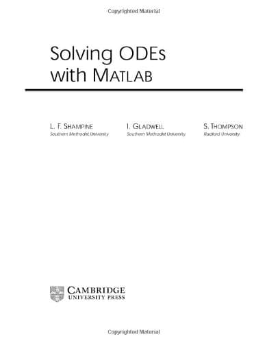 دانلود کتاب Solving ODEs with MATLAB. Shampine Gladwell Thompson