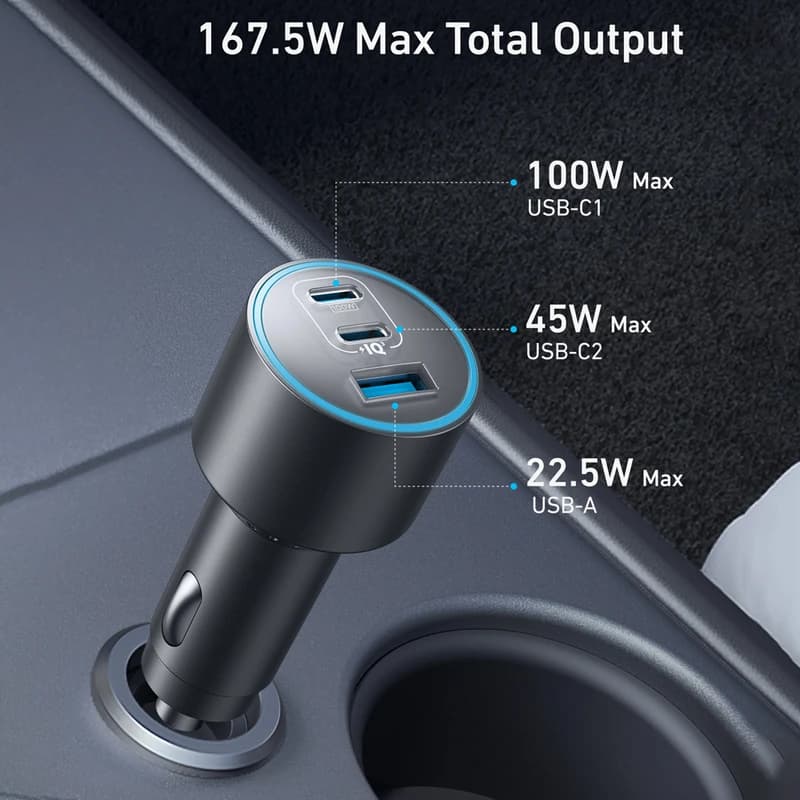 شارژر فندکی انکر Anker Nano Car Charger 167.5W Compact 3-Port B2737 — تصویر ۵