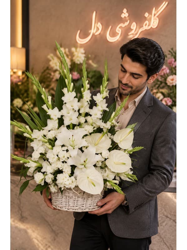 سبد گل استقبال مسافر با ژربرا نارنجی برای استقبال صمیمانه
