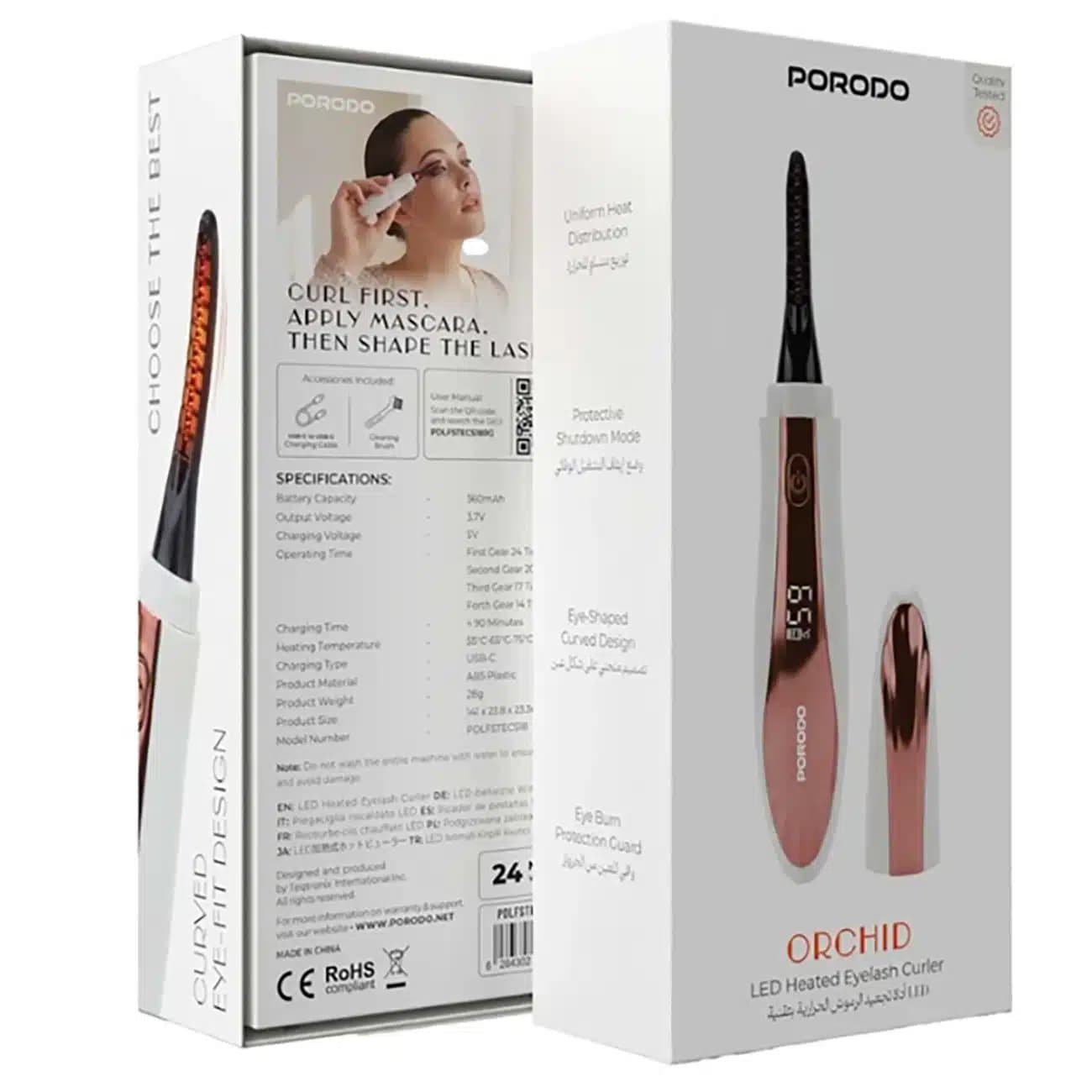 فرمژه حرارتی شارژی پورودو Porodo مدل PDLFSTECS18RG با نمایشگر — تصویر ۴