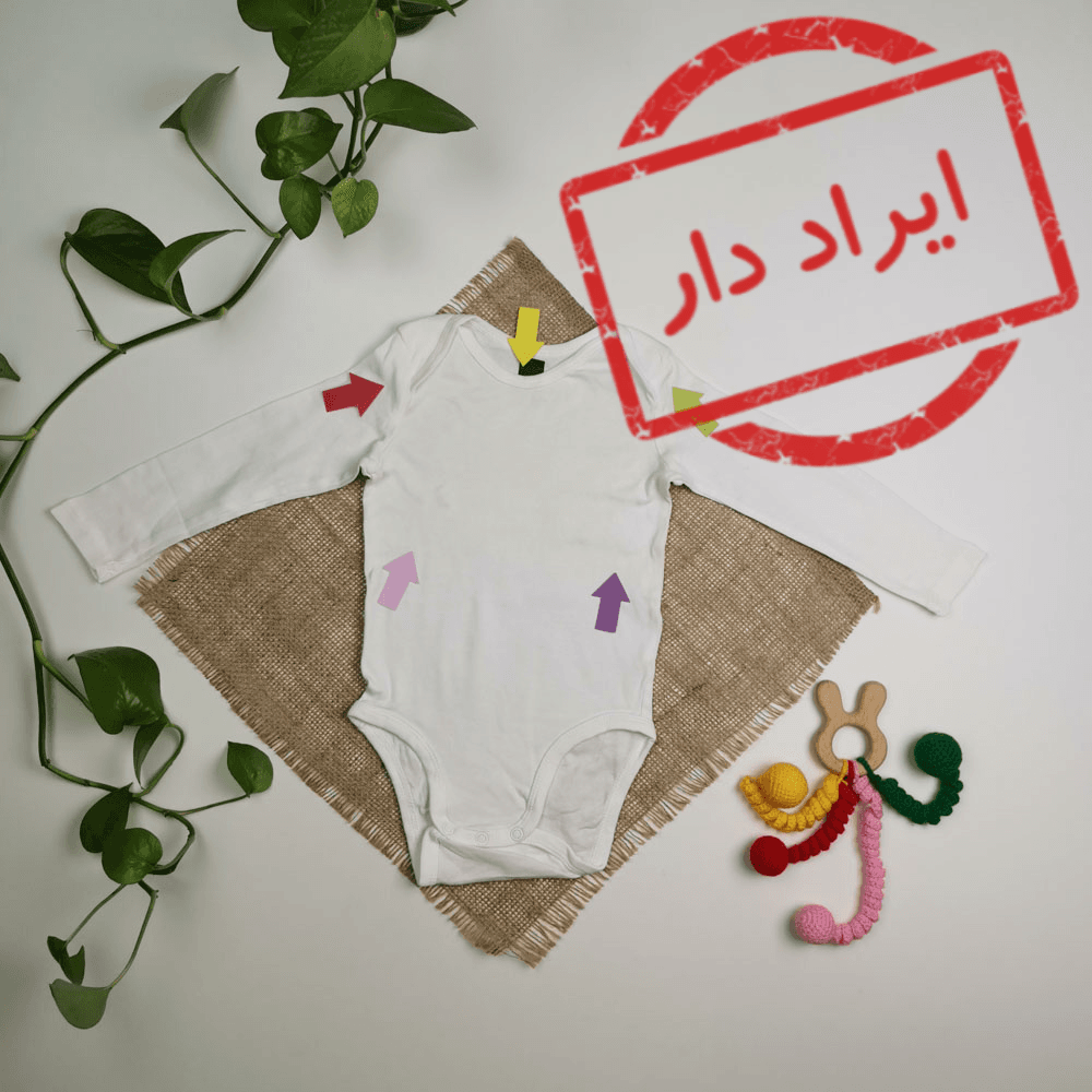 بادی نوزادی آستین بلند برند h&m سفید رنگ – 9-12 ماه