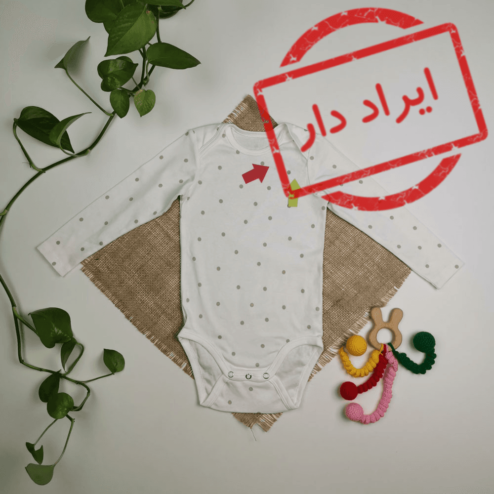 بادی نوزادی آستین بلند طرح دون دونی سفید رنگ – 2-3 سال