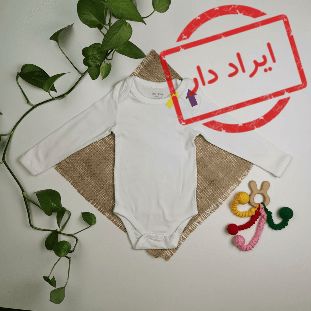 بادی نوزادی دخترانه آستین بلند سفید رنگ – 2 سال